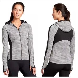 Athleta Gray & Black Hooded Zip-Up Jacket